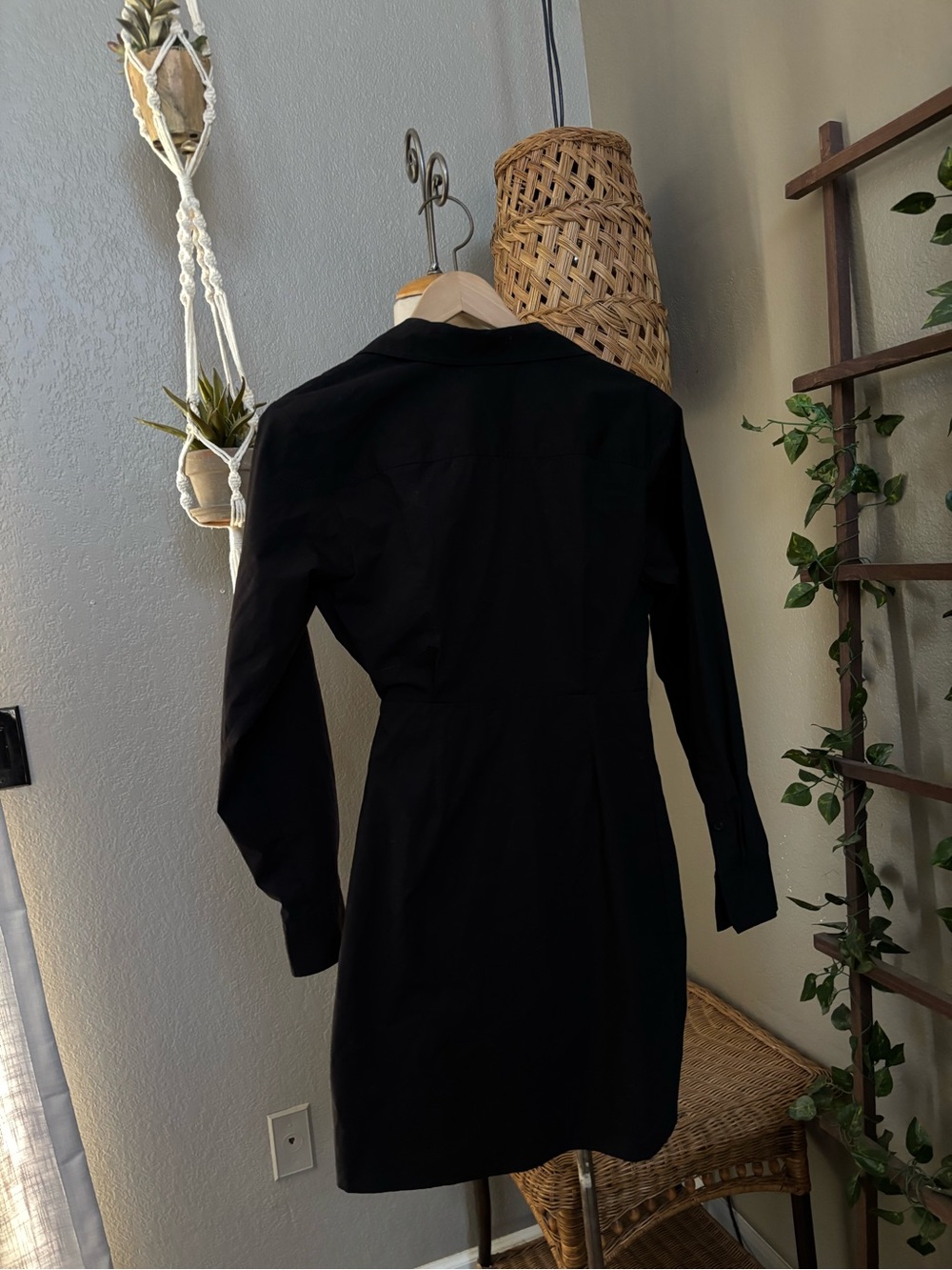 ▪️Spanx The Best Stretch Cotton Poplin Wrap Shirtdress Classic Black - Picture 7 of 10